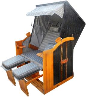 BRAST Strandkorb Deluxe 2-Sitzer XXL für 2 Personen 120cm breit mehrere Designs incl. Abdeckhaube Farbe Anthrazit/Grau/Gestreift