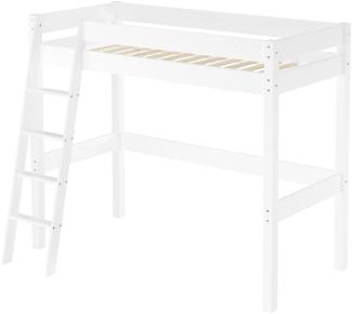 Hochbett für Kinder 90x200 Kinderbett Stockbett Kiefer weiß massiv V-60. 20W-09-20WZ mit Lattenrost