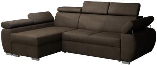 Ecksofa Boston Mini mit Schlaffunktion, Bettkasten, Einstellbare Kopfstützen (Paros 4, Seite: Links, LC+2r)