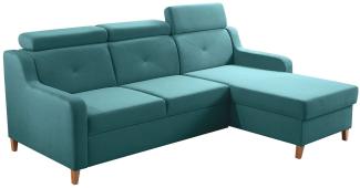 Ecksofa Enikor, 3 Sitzer L-Form Sofa mit Bettkasten und Schlaffunktion (Jasmine 85, Seite: Rechts)