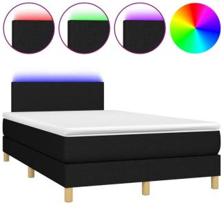 Boxspringbett mit Matratze & LED Schwarz 120x200 cm Stoff (Farbe: Schwarz)