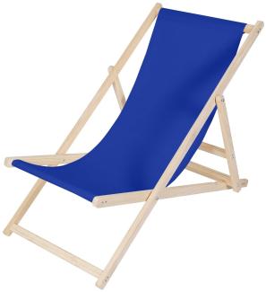 Strandliege Holz Liegestuhl Gartenliege Sonnenliege Strandstuhl Relaxliege Balkonliege - klappbar - Dunkelblau