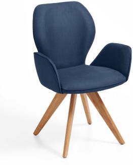 Niehoff Sitzmöbel Colorado Trend-Line Design-Armlehnenstuhl Gestell Wildeiche - Polyester Nirvana dunkelblau