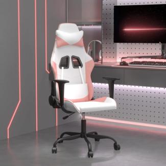 Gaming-Stuhl mit Massagefunktion Weiß und Rosa Kunstleder (Farbe: Rosa)
