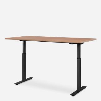 160 x 60 cm WRK21® SMART - Elmau Buche / Schwarz elektrisch höhenverstellbarer Schreibtisch