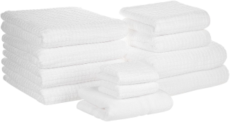 Badehandtuch Set mit Badematte 11-teilig Weiß Baumwolle Frottee Handtücher in verschiedenen Größen