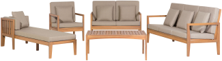 Lounge Set zertifiziertes Holz hellbraun 7-Sitzer Auflagen grau PATAJA
