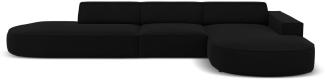 Micadoni 4-Sitzer Samtstoff Ecke rechts Sofa Jodie | Bezug Black | Beinfarbe Black Plastic