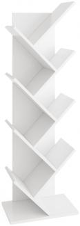 Standregal BÜCHEN 1 in Weiß Perl matt, mit 7 Ablagefächern