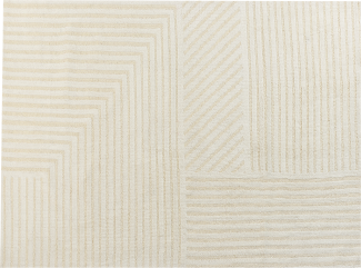 Teppich Wolle hellbeige 300 x 400 cm Steifenmuster ABEGUM