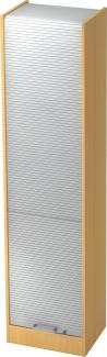 bümö® Rollladenschrank 5 OH abschließbar in Buche/Silber mit Chromgriff