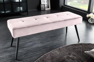 Moderne Sitzbank BELLE 100cm rosa Samt schwarzes Gestell