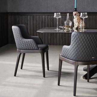Casa Padrino Luxus Esszimmerstuhl 8er Set Blau / Braun - Luxus Esszimmer & Restaurant Möbel - Luxus Qualität - Made in Italy
