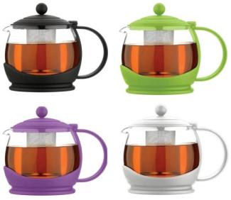 Teekanne Colours mit Glaseinsatz und Edelstahlfilter 1,2L - schwarz