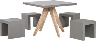Gartenmöbel Set Faserzement grau 4-Sitzer Tisch quadratisch OLBIA TARANTO