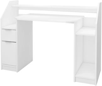Schreibtisch mit Schublade 123x90 cm Weiß aus MDF ML-Design