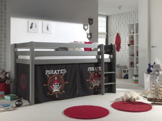 Vipack Spielbett 'Pino'grau mit Textilset 'Pirates'