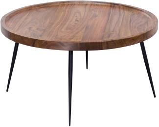 KADIMA DESIGN Industrie-Stil Couchtisch - Holz Massiv - Runde Tischplatte, Metallbeine - Pflegeleicht.