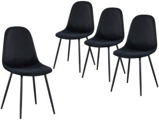 BAÏTA Lena 4 Stühle, Samt, Schwarz, h86cm