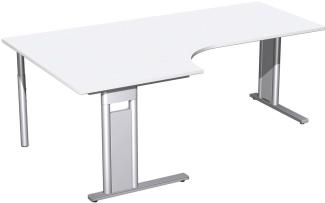 PC-Schreibtisch 'C Fuß Pro' links, feste Höhe 200x120x72cm, Weiß / Silber
