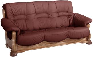 Sofa 3-Sitzer Katlin Bezug Echtleder Eiche rustikal P43 / rot 22768