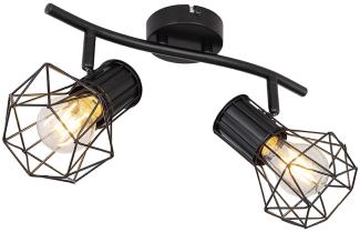 GLOBO Deckenleuchte Wohnzimmer Deckenlampe Gitter Schwarz Deckenstrahler 54017-2