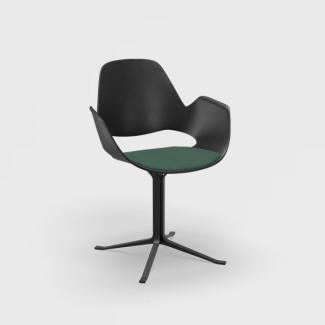 Stuhl mit Armlehne FALK schwarz Kolumne aus Pulverbeschichteter schwarzer Stahl Sitzpolster duneklgrün