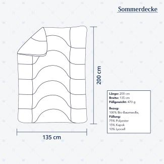 Heidelberger Bettwaren Bettdecke 135x200 cm, Made in Germany | Sommerdecke, Schlafdecke, Steppbett mit Kapok-Füllung | atmungsaktiv, hypoallergen, vegan | Serie Kanada