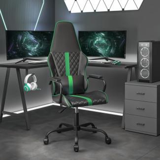 Gaming-Stuhl mit Massagefunktion Grün und Schwarz Kunstleder (Farbe: Grün)