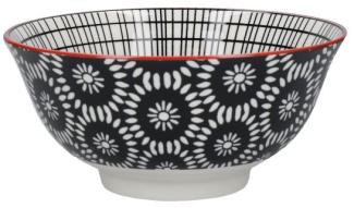 KitchenCraft Stoneware Bowl 15,7 cm Black Floral
