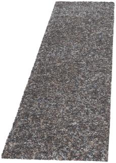 Hochflor Teppich Enrico Läufer - 80x250 cm - Taupe