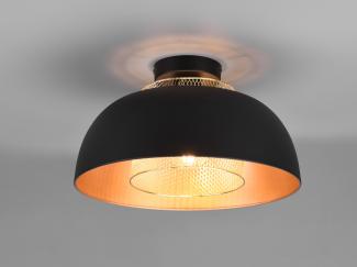 LED Deckenleuchte Metall Schwarz Gold mit Drahtgeflecht, Ø 35cm