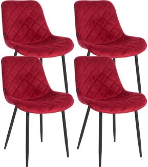 4er Set Stühle Springs Samt (Farbe: rot)