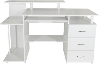 hjh 'Office' Schreibtisch mit Schubladen & Tastaturauszug, weiß, 89 x 137 x 60 cm
