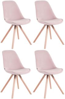 4er Set Stühle Toulouse Samt Rund natura pink