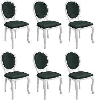 Casa Padrino Barock Esszimmerstuhl Set Grün / Weiß - 6 Handgefertigte Küchen Stühle im Barockstil - Barock Esszimmer Möbel
