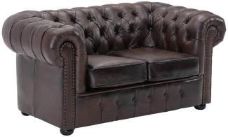 2-Sitzer Sofa 'Chesterfield', Leder braun 156 cm