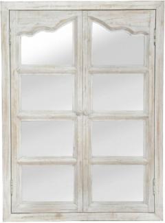Casa Padrino Landhausstil Wandspiegel mit 2 Klapptüren Antik Weiß 63 x 4 x H. 86 cm - Spiegel im Fenster-Look