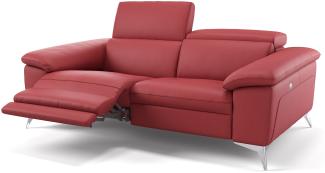 Sofanella Ledergarnitur STELLA Ledercouch 2-Sitzer Sofa in Rot