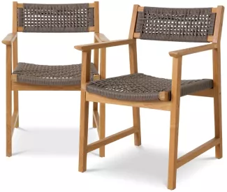 EICHHOLTZ OUTDOOR Dining Chair Cancun Teak Set von 2 Stk.
