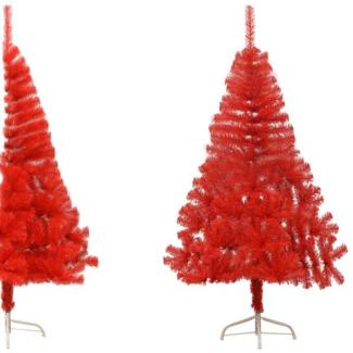 Künstlicher Halb-Weihnachtsbaum mit Ständer Rot 120 cm PVC