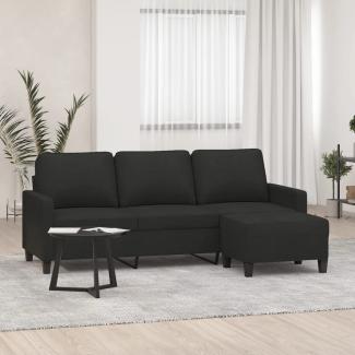 vidaXL 3-Sitzer-Sofa mit Hocker Schwarz 180 cm Stoff