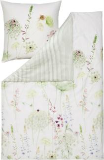 Estella Mako-Satin Bettwäsche 155x220 Meadow Blumenwiese Wende weiß 4704-530