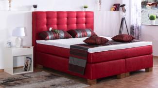 AUKONA| Boxspringbett Phönix Rot 200x220 | 7- Zonen Taschenfederkern Matratze, mit Komfortschaumtopper