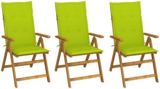 vidaXL Klappbare Gartenstühle 3 Stk. mit Auflagen Massivholz Akazie