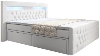 Boxspringbett Sera mit LED und Stauraum 180x200 H2 Grau