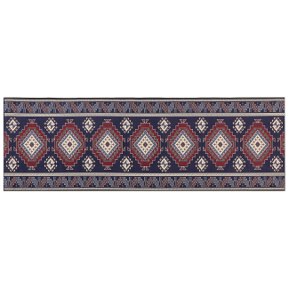 Teppich dunkelblau dunkelrot 80 x 240 cm orientalisches Muster Kurzflor KANGAL
