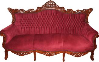 Casa Padrino Barock 3-er Sofa Master in Bordeaux / Braun - Wohnzimmer Möbel Couch Lounge - Limited Edition