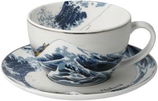 Goebel / Katsushika Hokusai - Die Welle blau weiß / Fine Bone China / 15,0cm x 15,0cm