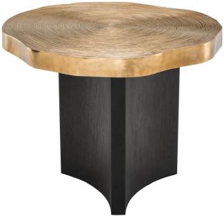 Casa Padrino Luxus Beistelltisch Messingfarben / Schwarz Ø 63,5 x H. 50,5 cm - Luxuriöser Beistelltisch mit Tischplatte im Baumscheiben Design